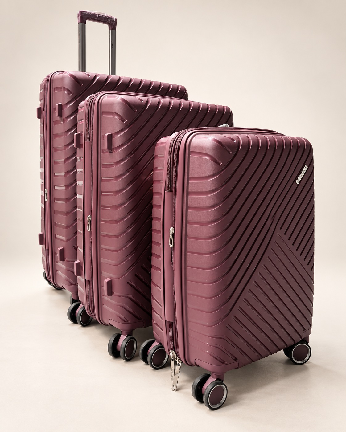 Ensemble 3 valises Diagonales – Bordeaux