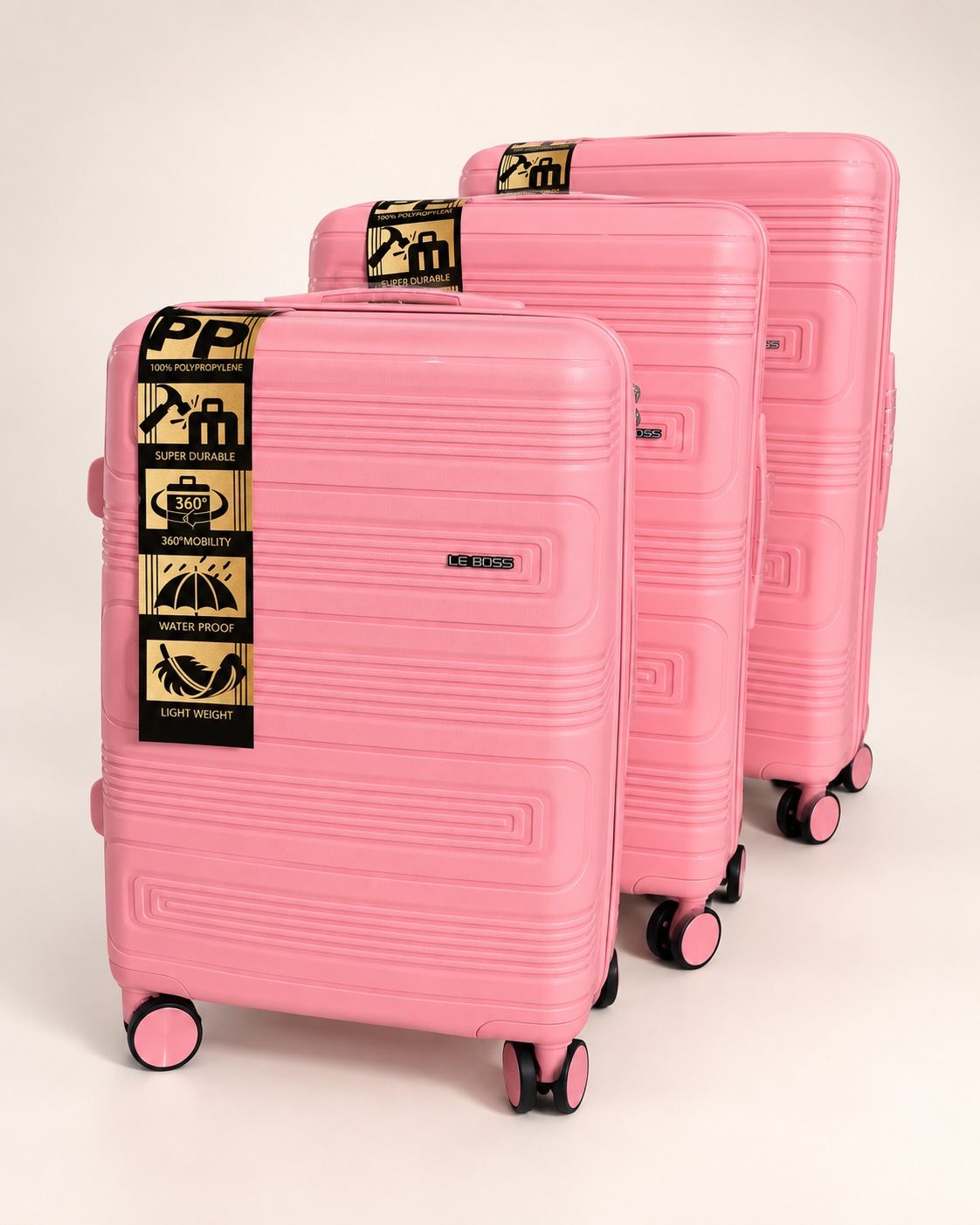 Ensemble 3 valises Le Boss – Rose