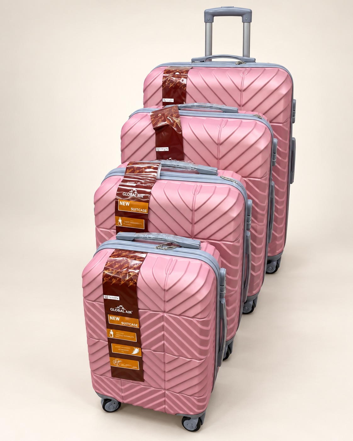 Global Air – Ensemble 4 valises chevrons – Rose