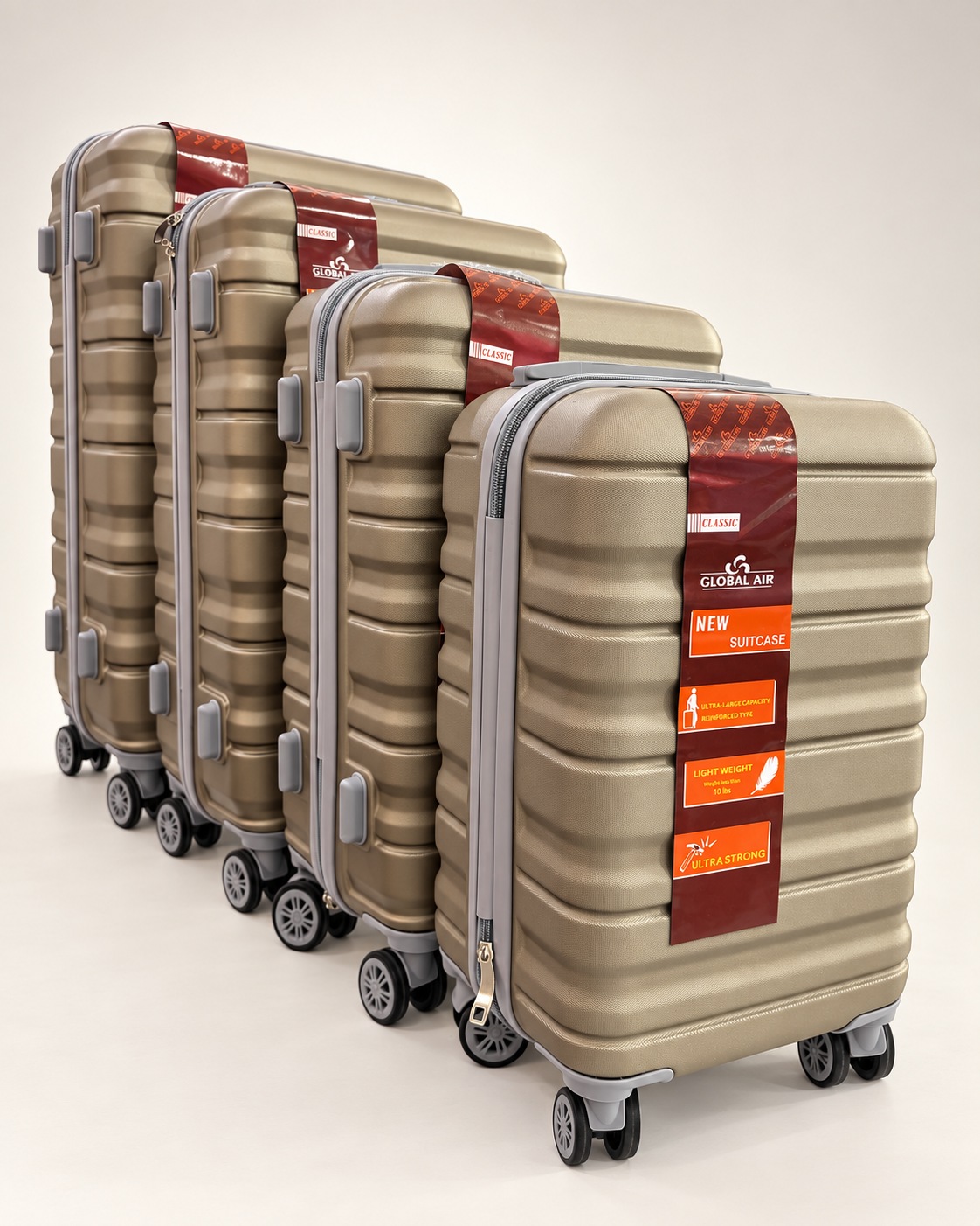 Global Air – Ensemble 4 valises rainures – Bronze