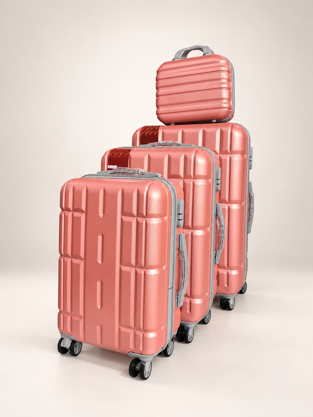 Global Air – 3 valises + valisette géométrique – Corail